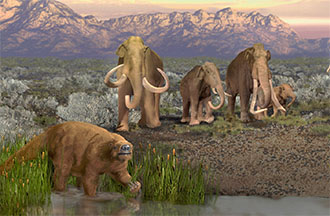 Artist’s depiction of the late Pleistocene landscape 