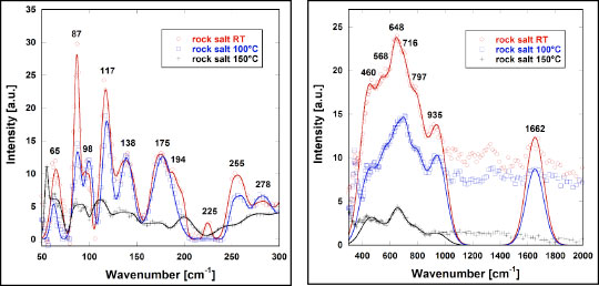 Three IINS spectra of rock salt in (a) multiphonon domain, (b) librational and a small segment of the vibration domain at room temperature 