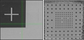 Image of a corner of the tungsten resolution plate. 