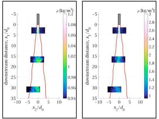 measurement regions for air and sulfur hexafluoride