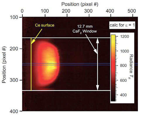 thermal radiance image of Ce ejecta